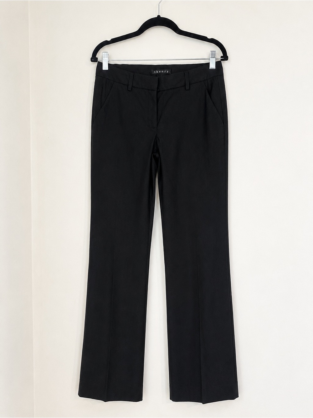 Theory Black Linen Blend Straight Leg Career Pants Size 4